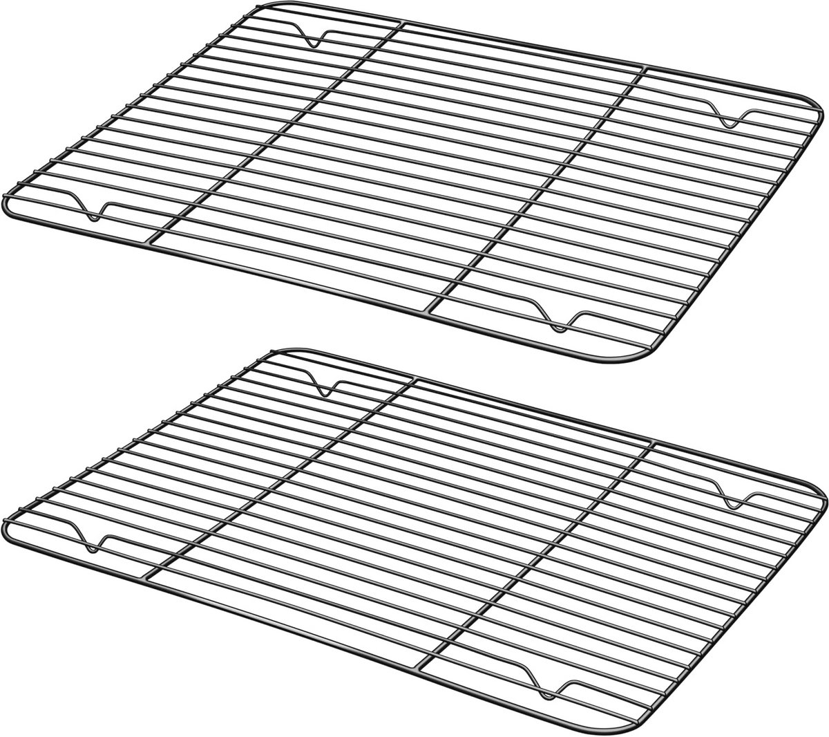 Roestvrijstalen Afkoelrooster Set van 2 - Antiaanbak Bakrooster voor Oven en Grill - 29,7 x 23 x 1,5 cm