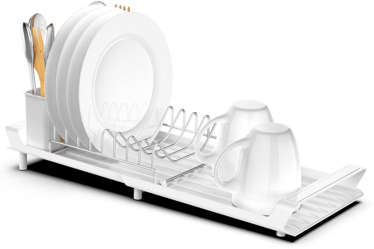 Unyqoos® Aanpasbaar Afdruiprek voor Keuken met Roestvrij Stalen Elementen en Uittrekbaar Ontwerp