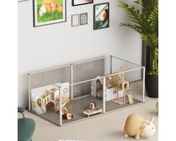 Acryl box voor kleine huisdieren indoor - 6-delige buitenren met waterdichte bodemplaten - Geschikt voor konijnen, cavia's, hamsters en meer