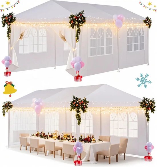 Quictent Paviljoen, 3 x 3 cm, vouwpaviljoen met 4 zijpanelen, waterdicht, tuinpaviljoen met 4 zandzakken en roltas, partytent, tuintent voor feesten en vlooienmarkt, blauw