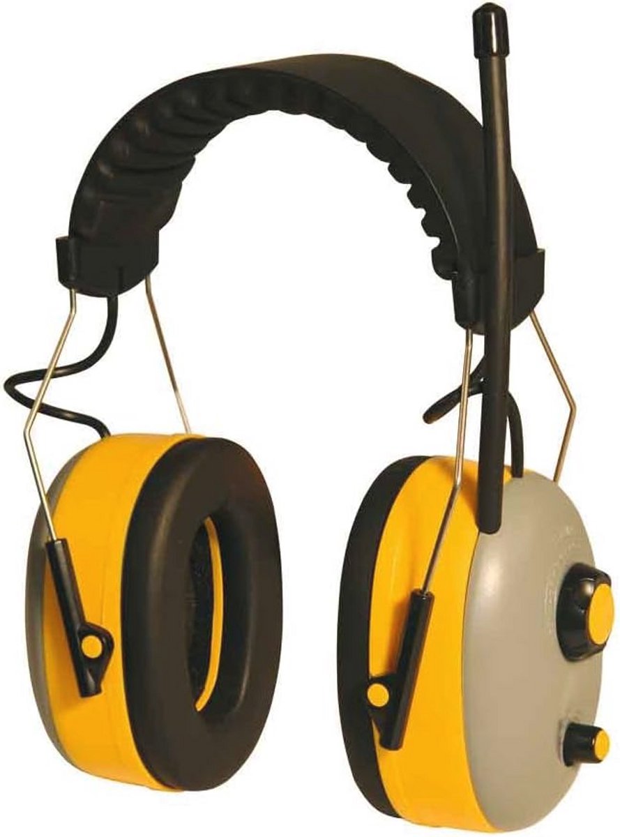 Gehoorbescherming met FM-radio en optimale comfort in het geel