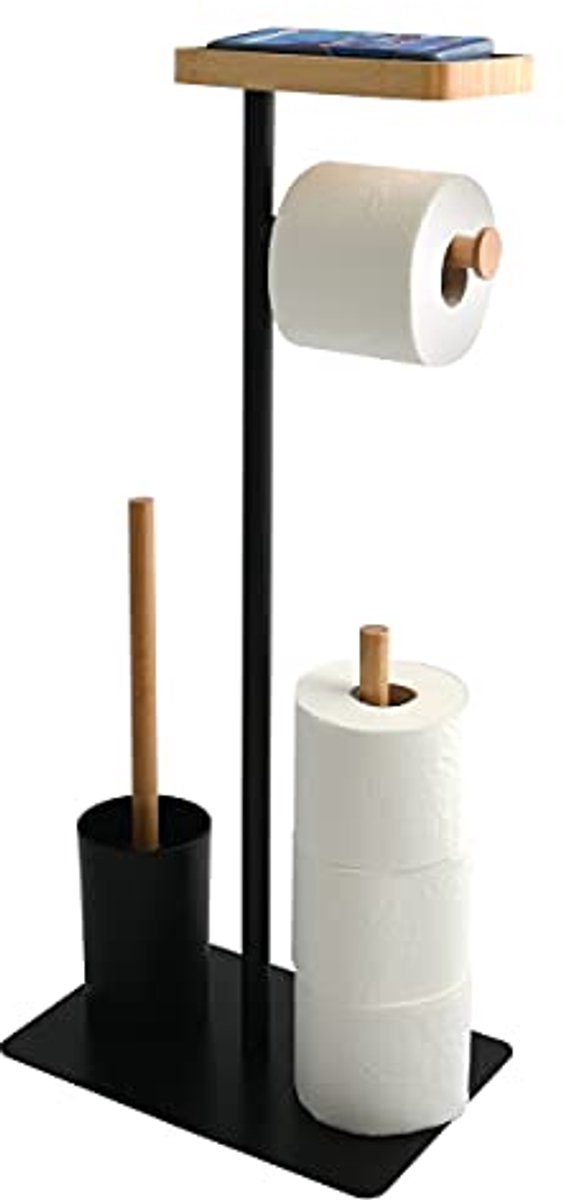 MSV WC Borstel met Rolhouder - Teiki - Toilet Borstel met Rolhouder - Bamboe - Zwart
