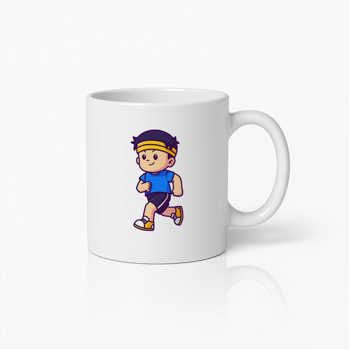 Schattige Hardlopende Jongen Cartoon Koffiemok – Sportief Cadeau voor Kinderen