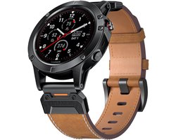 Strap-it Genuine leren bandje Quickfit 22mm - geschikt voor Garmin Fenix 5 (Plus) / Fenix 6 (Pro) / Fenix 7 (Sapphire / Solar / Pro) / Fenix 8 - 47mm / Fenix E / Epix (Pro) Gen 2 - 47mm / Quatix 8 - 47mm / Quatix 5 / 6 / 7 (bruin)
