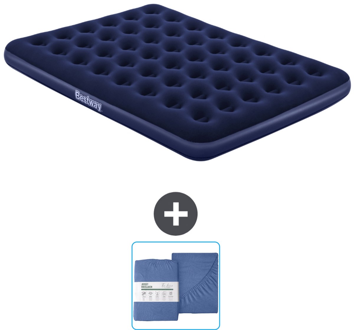Bestway luchtbed - 2-Persoons - 152 x 203 x 22 cm - Blauw - Inclusief en Hoeslaken