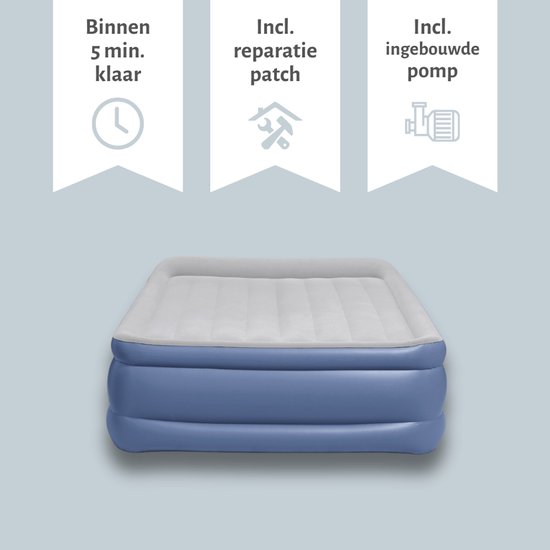 Bestway luchtbed - 2-Persoons - 152 x 203 x 56 cm - Grijs/Blauw - Inclusief pomp en Hoeslaken van Bestway — afbeelding 5
