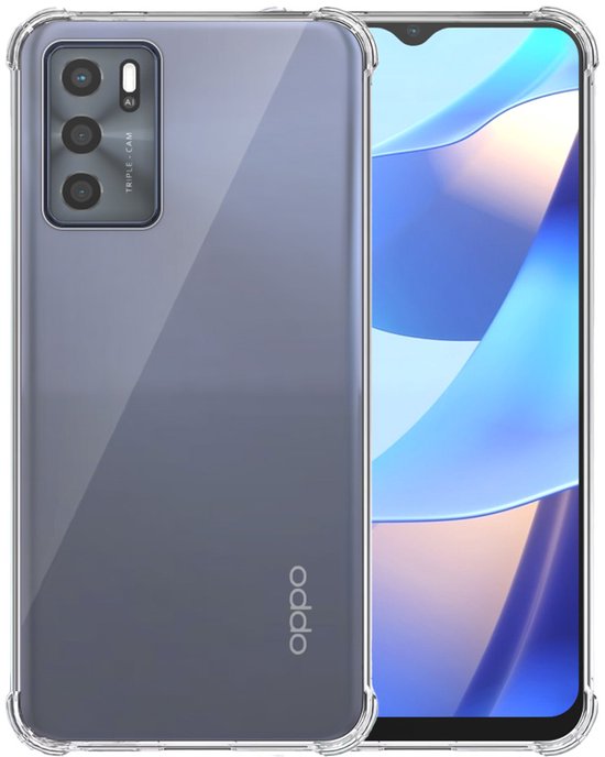 Coque transparente pour un téléphone Oppo avec triple caméra.