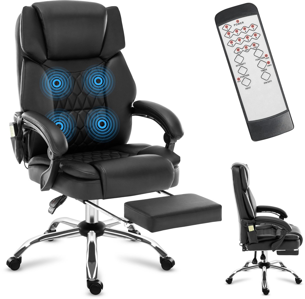 Mark Adler Boss 6.0 Ergonomische Bureaustoel met Massage - Luxe Directiestoel - Comfortabele Kantoorstoel - Zwart