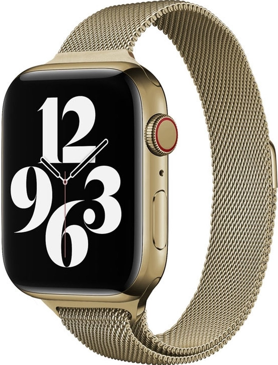 Mobigear Milanese Watch bandje geschikt voor Apple Watch Bandje Magneetsluiting | Mobigear Slim Loop - 49/46/45/44 mm - Bronsgoud