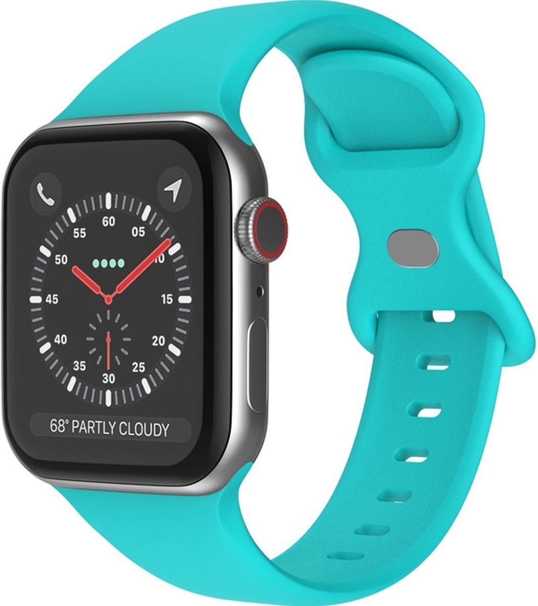 Mobigear Siliconen Watch bandje geschikt voor Apple Watch Bandje Druksluiting | Mobigear Sport Dual - 42/41/40/38 mm - Turquoise