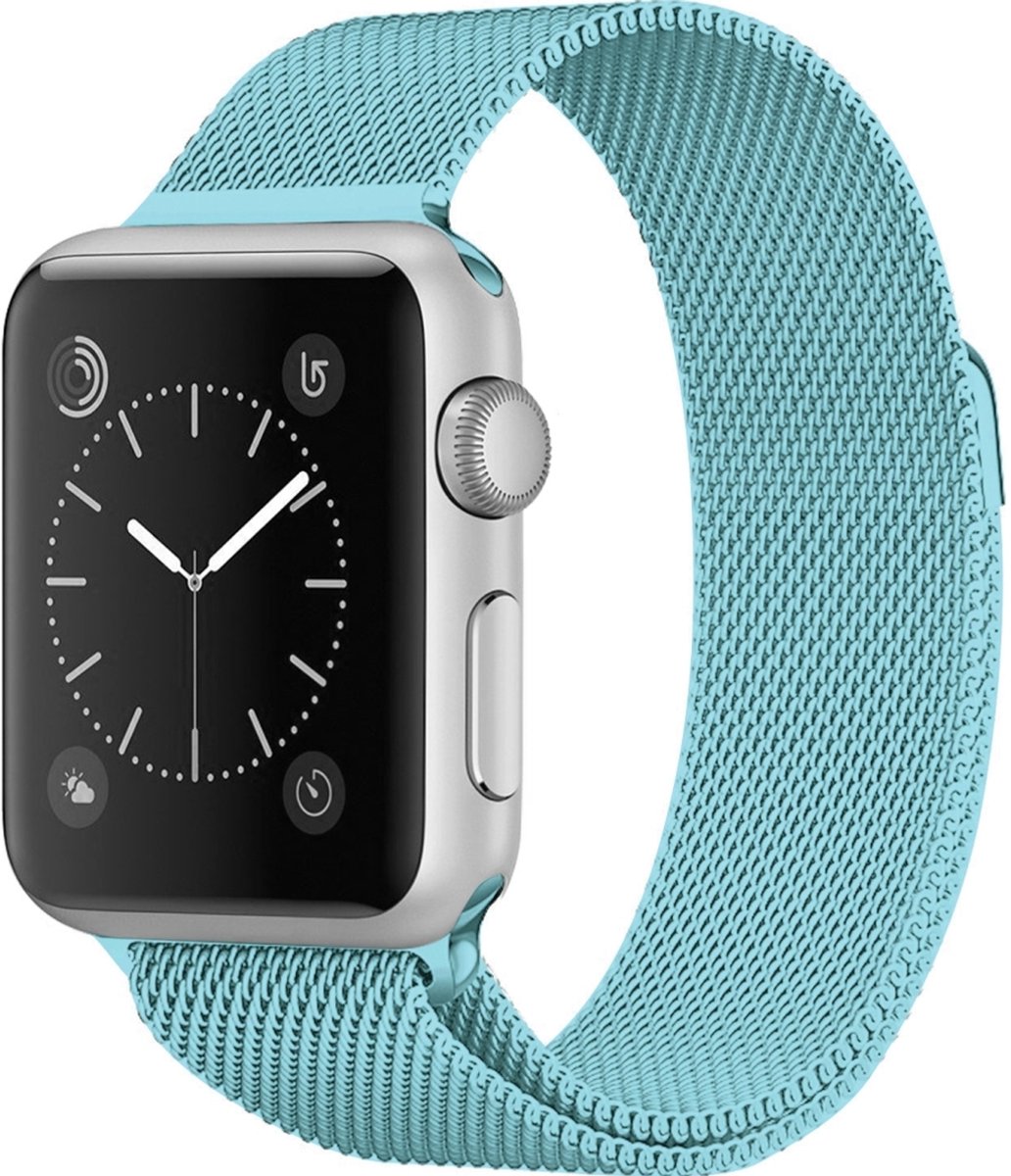 Mobigear Milanese Roestvrij Staal Bandje voor Apple Watch Series 7 (45 mm) - Turquoise