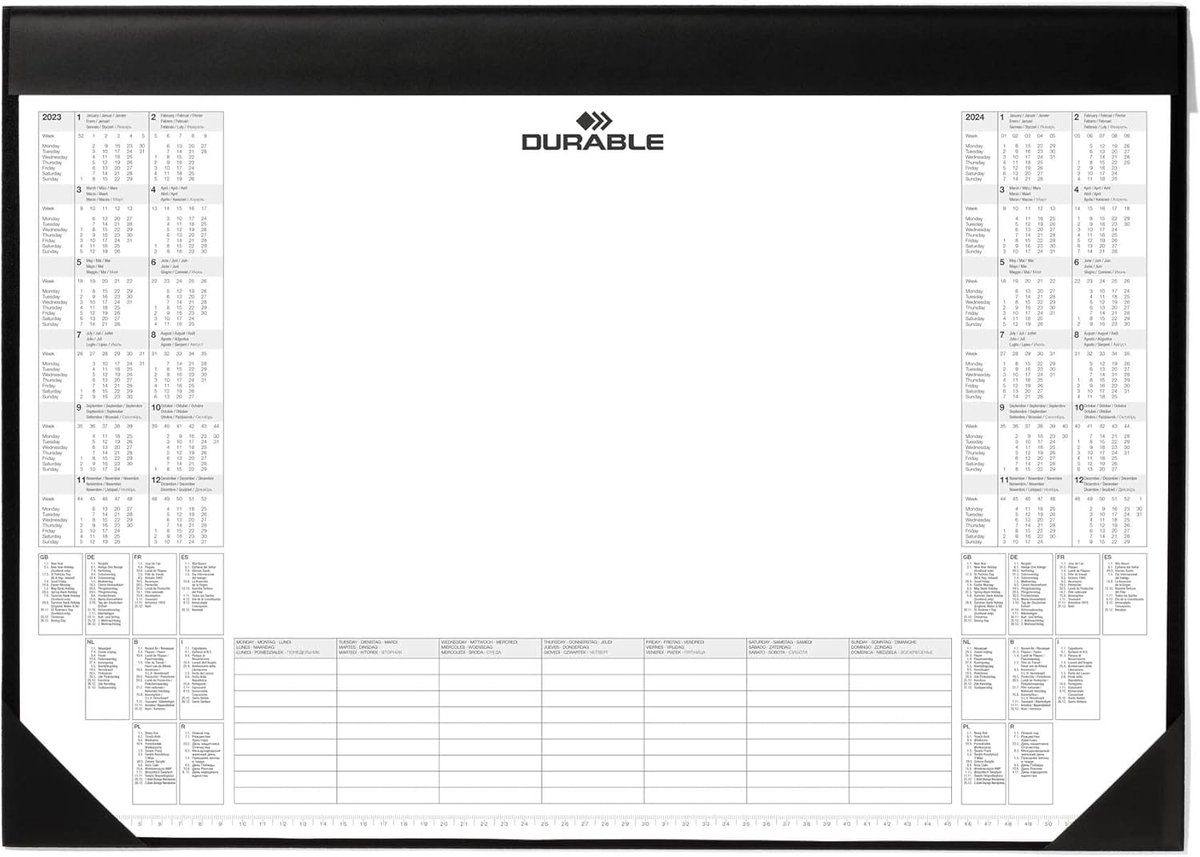 Bureaulegger met Kalenderblok - 25 Vellen - 590 x 420 mm - Zwart