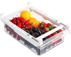 Kurtzy Telescopische Lade Organizer voor Koelkast - BPA-vrij Doorzichtig Plastic Uittrekbare Koelkast Opslag voor Diepvries of in de Keuken - Houdt Fruit, Groentes & Meer