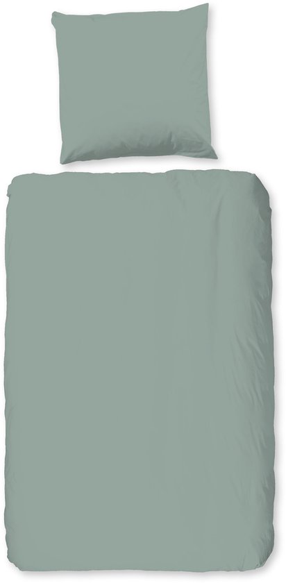 Good Morning Housse de couette "uni design" - Vert - (140x200/220 cm) - Flanelle de Katoen