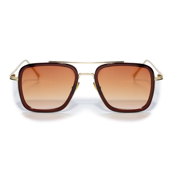 Freaky Glasses - Zonnebril classic - Festivalbril - Bril - Feest - Glasses - Heren - Dames - Unisex - Kunststof - bruin - goud van Freaky Glasses — afbeelding 3