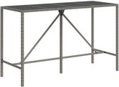 vidaXL - Bartafel - met - glazen - blad - 180x70x110 - cm - poly - rattan - grijs