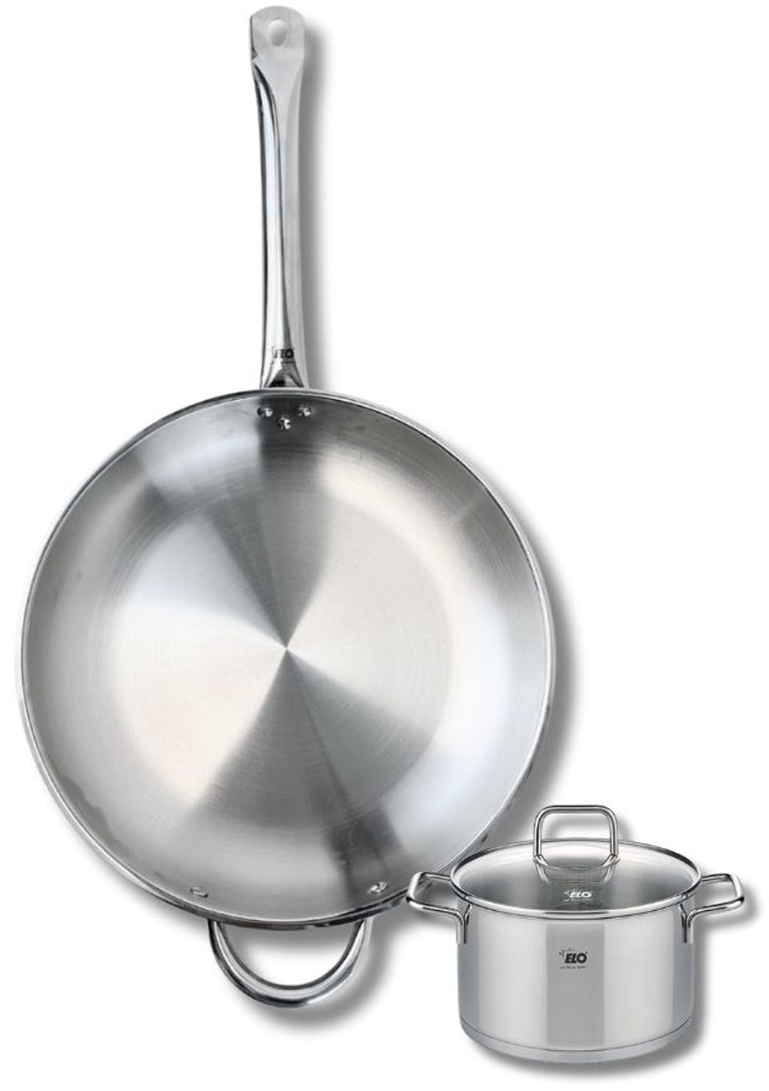 Set van 1 Koekenpan 32 cm en 1 braadpan 14 cm Elo Profi Citrin