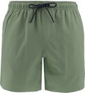 Maillot de bain vert kaki avec cordon noir et blanc, coutures apparentes et logo sur l'ourlet.