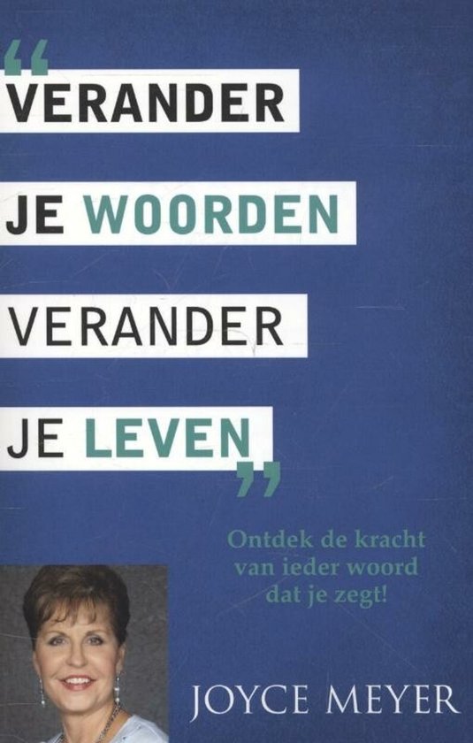 Couverture du livre 'Changez vos mots, changez votre vie' avec photo de Joyce Meyer. Texte en vert et blanc.