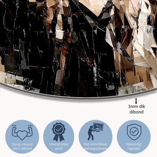 Kubistische vrouwenfiguren in beweging - Vrouwen wandcirkel - Ronde muurdecoratie figuren - Kubisme - Moderne metalen muurcirkels - Industriële muurkunst - muurcirkel aluminium 70x70 cm