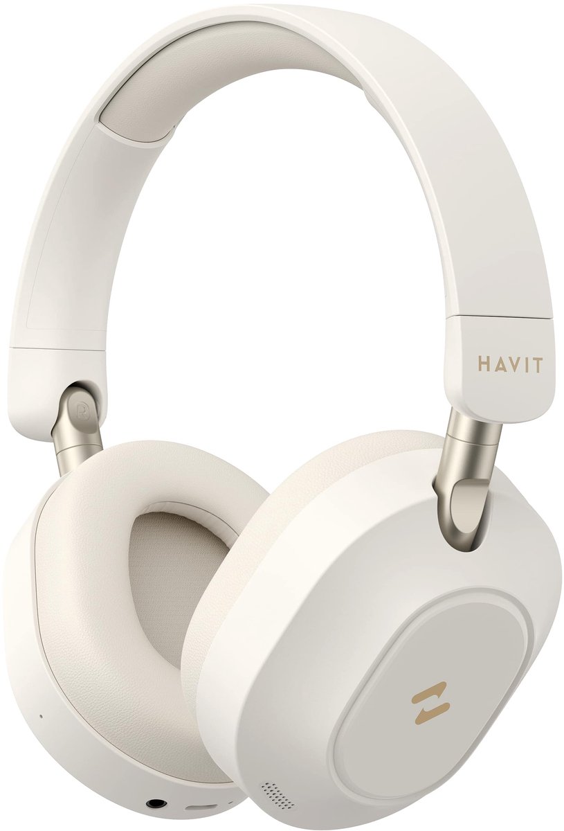 Havit 6939119081430 hoofdtelefoon/headset Hoofdtelefoons Draadloos Hoofdband Muziek/Voor elke dag USB Type-C Bluetooth Beige