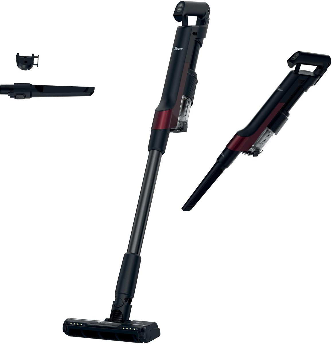 Hoover Steelstofzuiger HF201H 011 - 2-in-1 functie; stofzuiger en kruimeldief - Krachtige Draadloze Stofzuiger - Zakloos - HEPA-filter - LED verlichting - Inclusief opzetstukken - ANTI-TWIST - 1 l - 195 W - Magenta - 10 jaar garantie op onderdelen