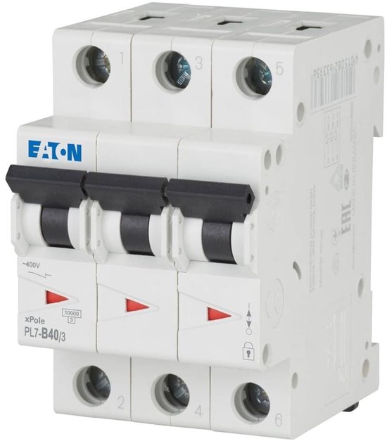 Disjoncteur Eaton tripolaire 40 A - PL7-B40/3 - Type B