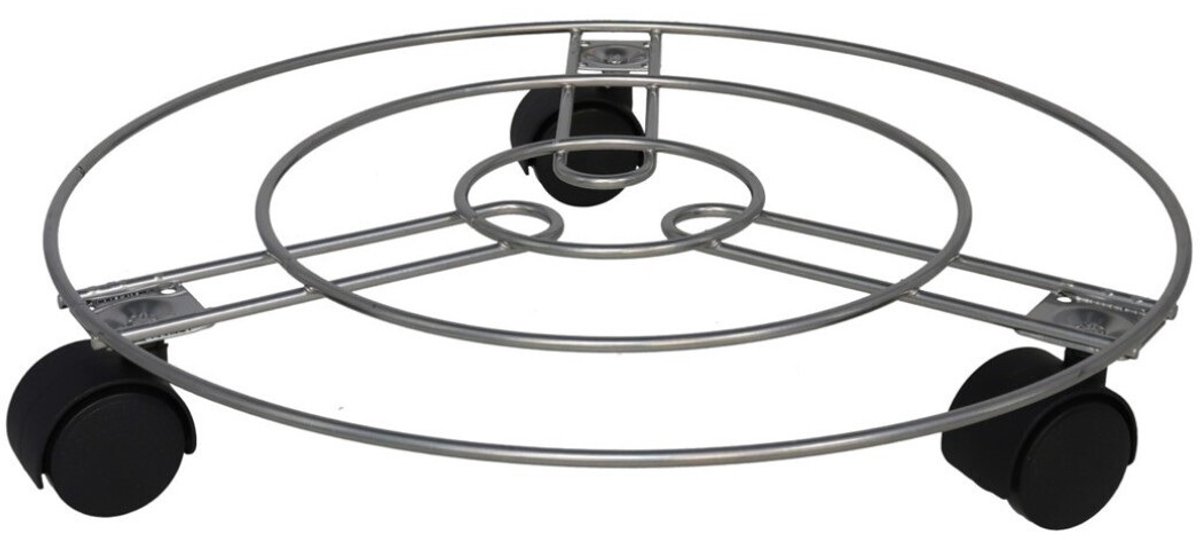 Gerimport Planten trolley/multiroller - rond - grijs metaal - D35 cm - draagkracht ca 20 kg