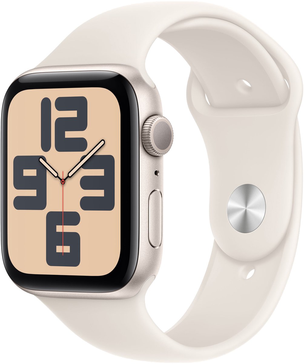 Afbeelding 3 van Apple Watch SE 2024 44mm Starlight Aluminium Case with Starlight Sport Band - M/L