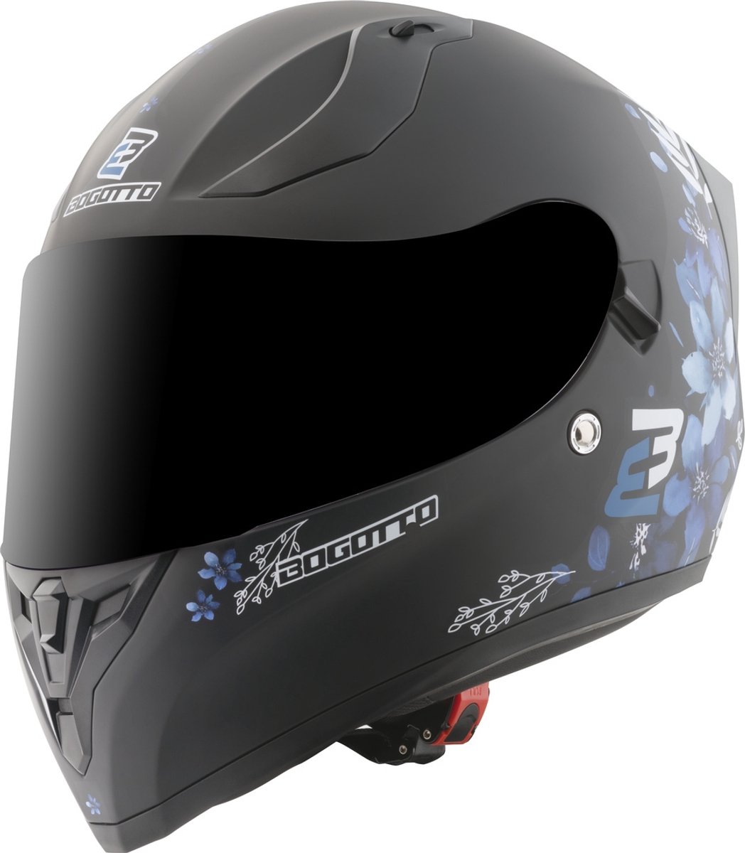 Bogotto H128 Fiori Zwart Blauw Integraalhelm - Maat L - Helm