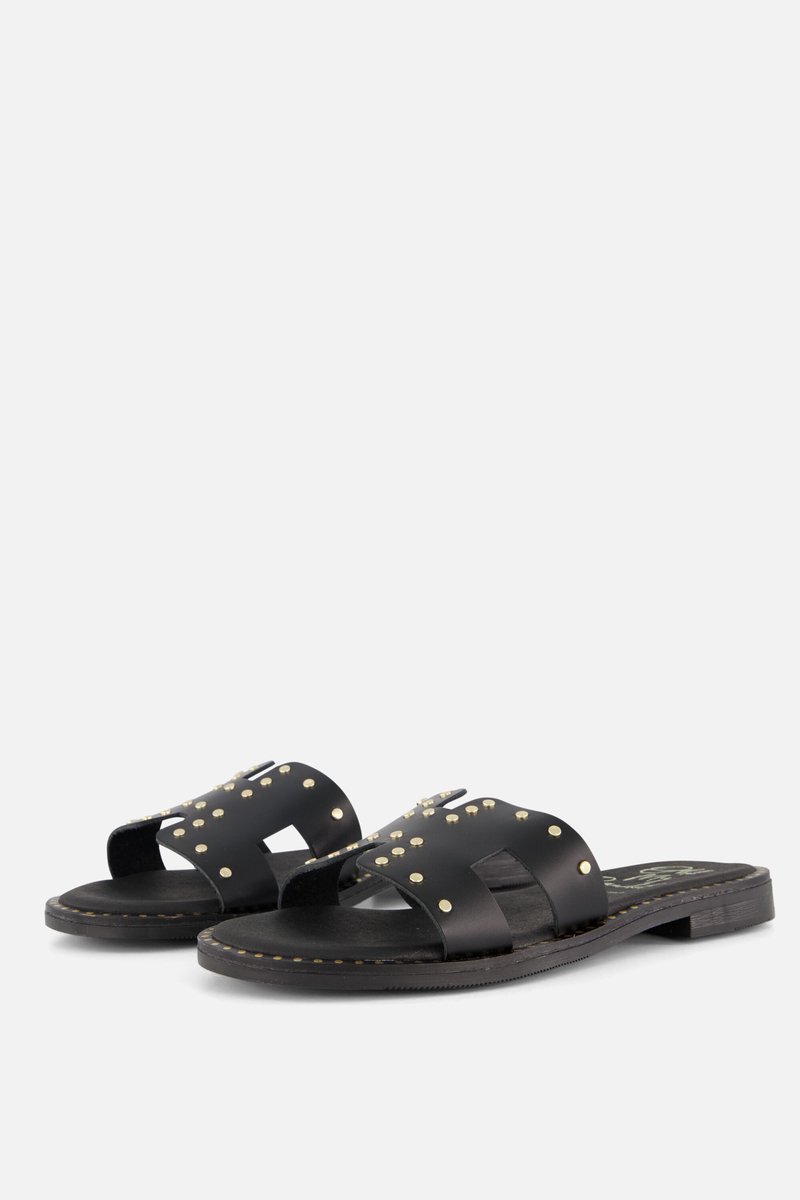 Oh My Sandals Slippers zwart Leer - Maat 38