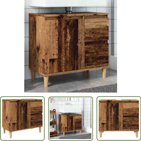vidaXL Badkamerkast 65x33x60 cm bewerkt hout betongrijs
