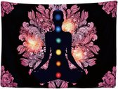 Ulticool - Chakra Énergie Healing Mandala Rose Zwart - Tapisserie - 200x150 cm - Groot tapisserie - Affiche