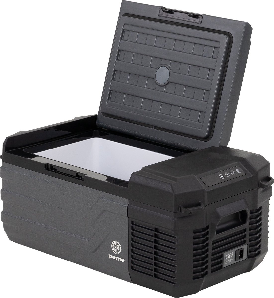 PEME Quest Elektrische Koelbox, 15.3 liter, 12V, 220/230 Volt AC/DC, Aansluiting voor Auto en Camping, thermo-elektrisch Frigobox - Zwart Dark Sky – foto 2