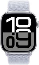Bol.com Apple Watch Series 10 - Wifi - 46mm - Zilveren Aluminium Case met Blauw Cloud Geweven Sportbandje aanbieding