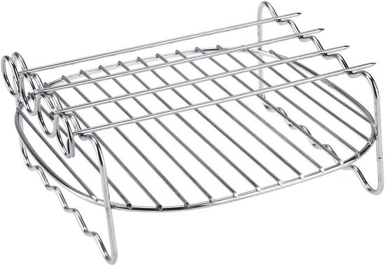 Vordpe Bakplaat met afdruiprek, braadpan voor luchtfriteuse van roestvrij staal, accessoireset voor heteluchtfriteuse, metaalplaat met rooster
