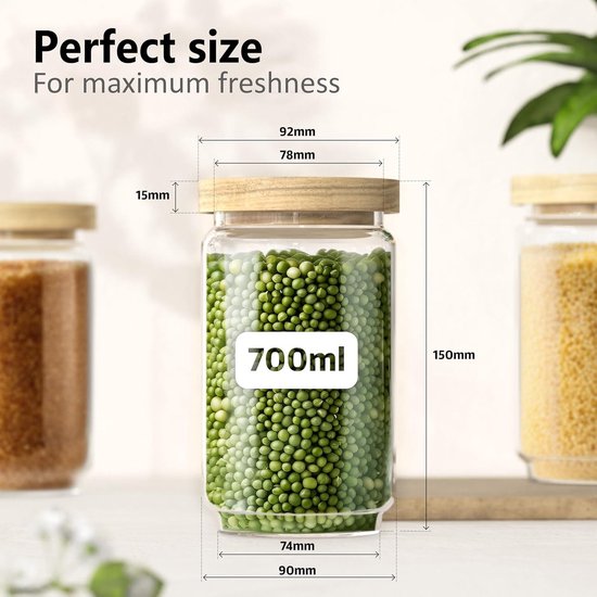 Dagelijkse Kost glazen voorraadpot met deksel uit acaciahout 300ml Dagelijkse Kost glazen voorraadpot met deksel uit acaciahout 300ml