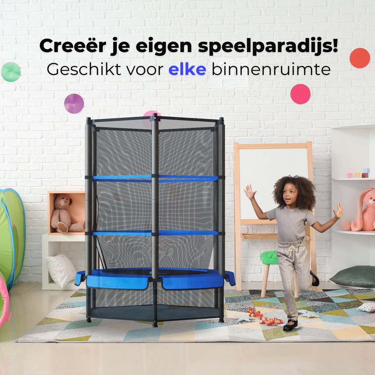 RocketJump LF14 Trampoline - Inclusief veiligheidsnet - Kindertrampoline 140 cm - Blauw — afbeelding 4