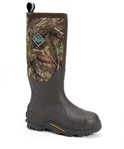Bruine Muck Boot Woody Max laars met camouflageprint op de schacht.