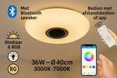 Lifa LED Plafondlamp 36W - Bluetooth Speaker - RGB Dimbaar - Smart App & Afstandsbediening - Ø40cm - Nachtlamp & Wekker - Slaapkamer/Kinderkamer