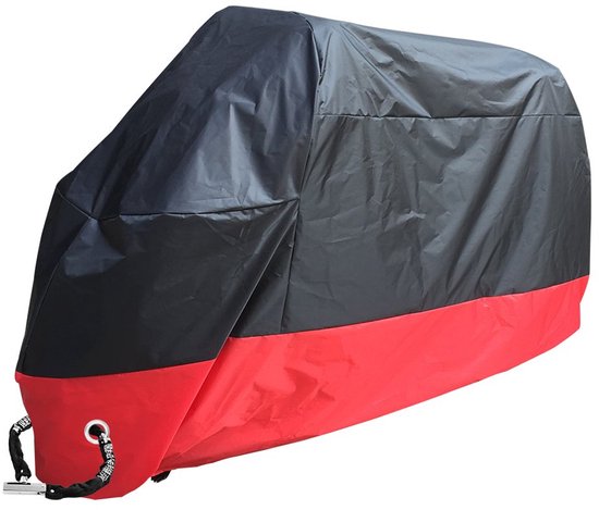 SMARCY Afdekzeil voor motorfiets, XXL, beschermhoes voor scooter, motorfiets, van polyester, beschermhoes ter bescherming van motorfiets tot buiten, winter, 125 x 105 x 265 cm, zwart en oranje