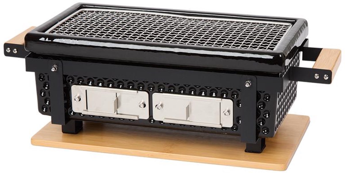KamadoXL Keramische Tafelbarbecue – Black Edition – Compacte Kamado BBQ – Ø34,5 cm Grilloppervlak – Zwart – 50 x 22 x 12 cm
