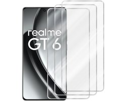 Cadorabo 3x Screenprotector geschikt voor Realme GT6 - Beschermende Pantser Film in KRISTALHELDER - Getemperd (Tempered) Display beschermend glas in 9H hardheid met 3D Touch
