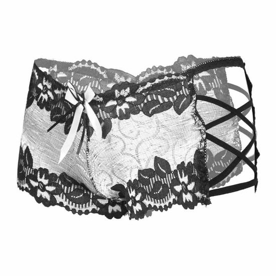 Sous-vêtements sexy - Lingerie sexy - Sous-vêtements en dentelle - Petit - Petit - Sous-vêtements à bretelles - Wit et noir - Polyester - CHPN