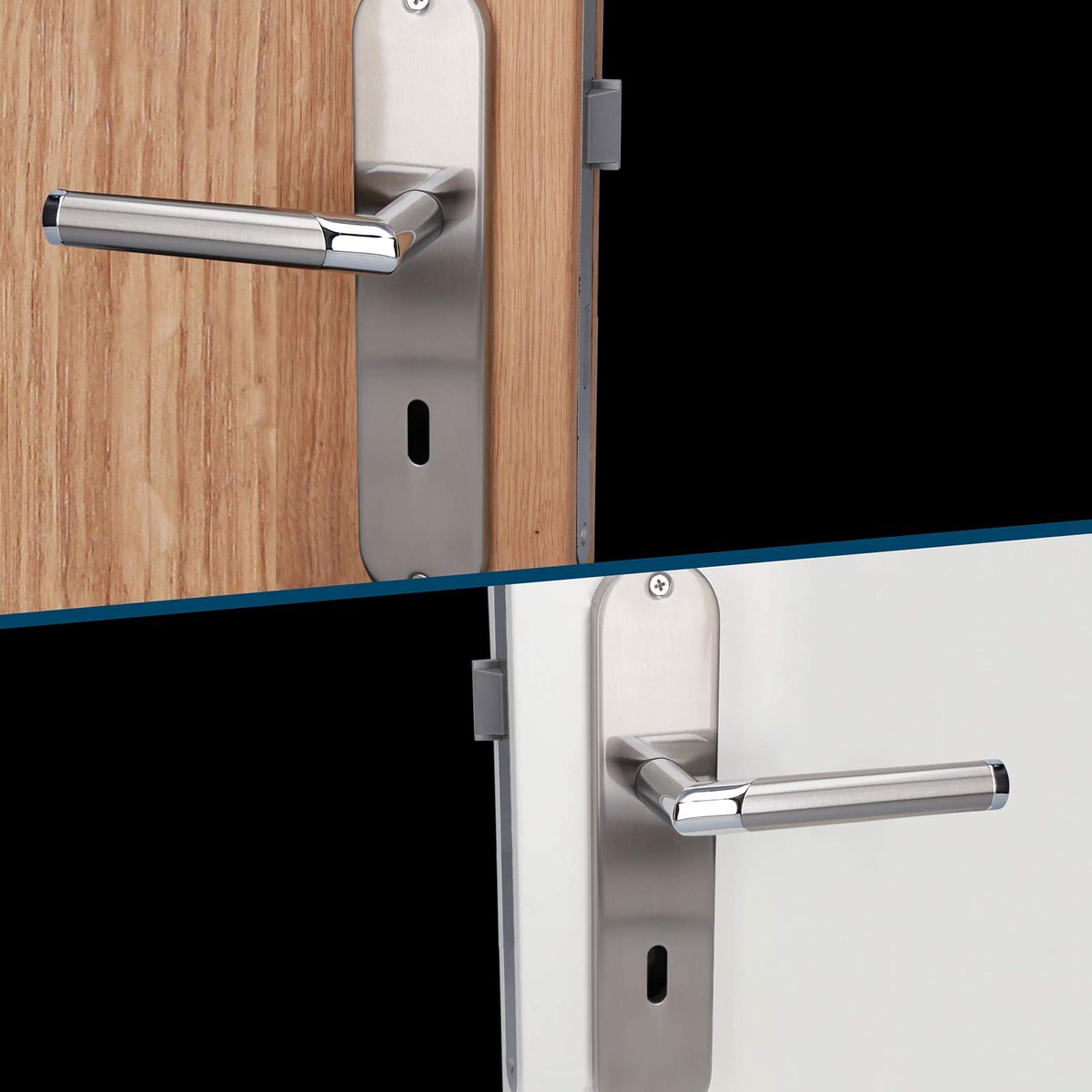 Ibenzoa® Roestvrij Stalen Deurbeslag Renovatieset voor Kamerdeuren met BI-Color Afwerking en Langschildgarnituur