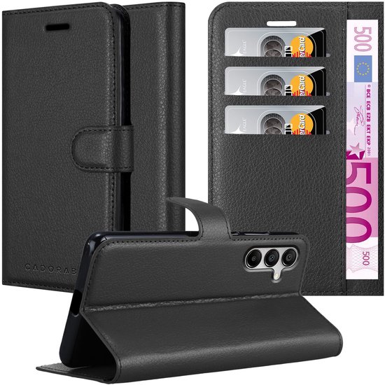 Cadorabo Hoesje geschikt voor Samsung Galaxy A16 in PHANTOM ZWART - Beschermhoes met magnetische sluiting, standfunctie en kaartvakje Book Case Cover Etui