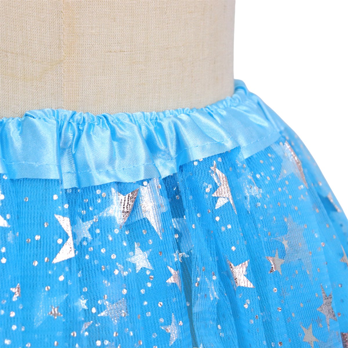 Joya Kids® Verkleedset Meisje | Superhelden Outfit Kind | Tutu Rok + Metallic Cape + Masker | Superheldin Ster | Prinses | Meisje Verkleedset | Prinsessencape | Carnaval | Verkleedkleding 3-delig | Blauw — afbeelding 11