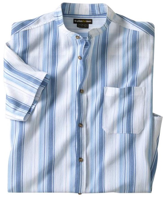 ATLAS FOR MEN - Gestreept overhemd van crêpestof met maokraagje - Heren - Verkrijgbaar in grote maten - 5XL