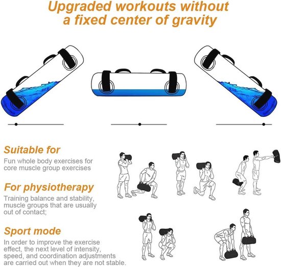 Aqua Bag - Verstelbaar Gewicht Waterzak Fitness Zandzak Voor Full Body Core En Balance Training Home Gym Workouts Apparatuur,35KG,Friendly321
