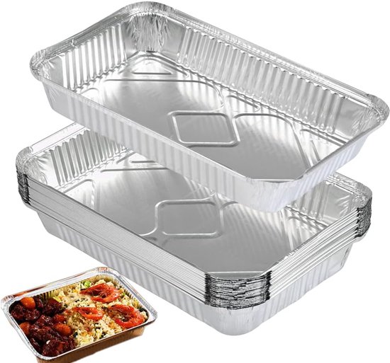 Lot De 25 Plateaux En Aluminium 31 X 20 X 5 Cm - Capacité 2250 Ml, Pour Barbecue, Cuisson, Congélation, Fêtes